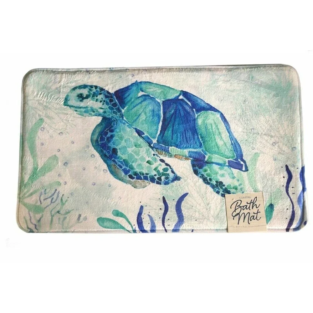 Sea Turtle Memory Foam Bathmat Beach Summer Home Tropical Non-Skid 18x30